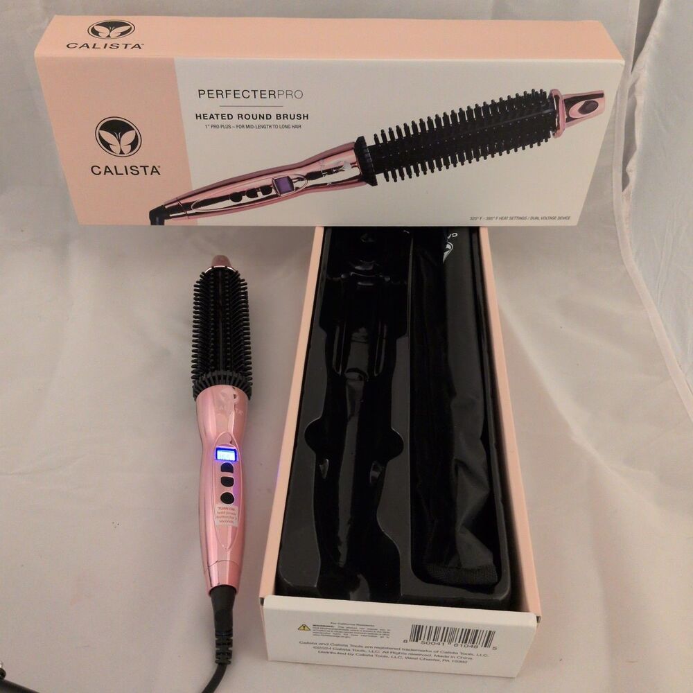 New Calista Perfecter Pro 1" Heated Round Brush,  Volumizer,Dual Volt, Rose Gold